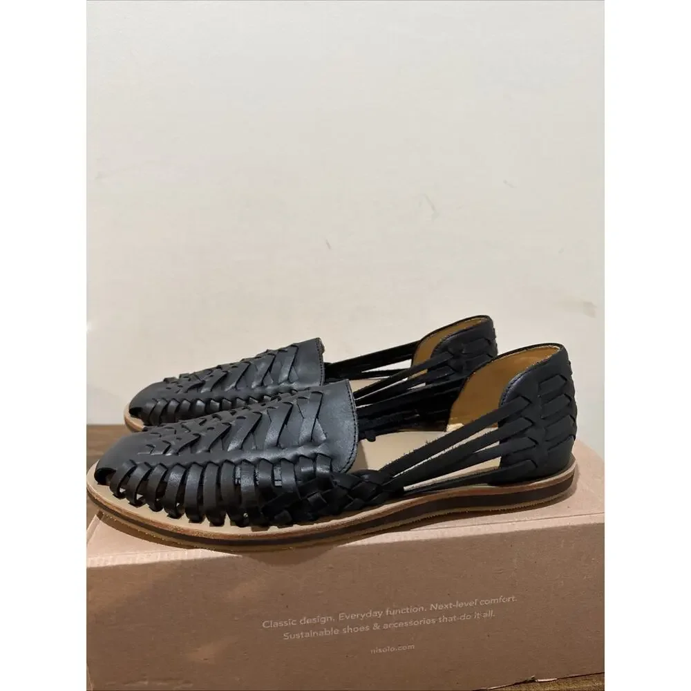 Nisolo Huarache Sandals Mens Size 12 Black Leather Msrp $153.98